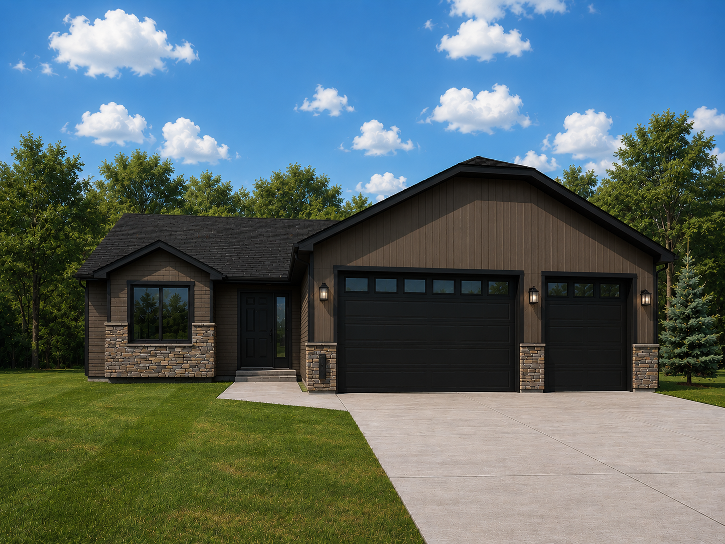 *AI-generated exterior rendering* This image is intended to provide a conceptual representation of the home. Not exact floor plan layout due to AI-generation.