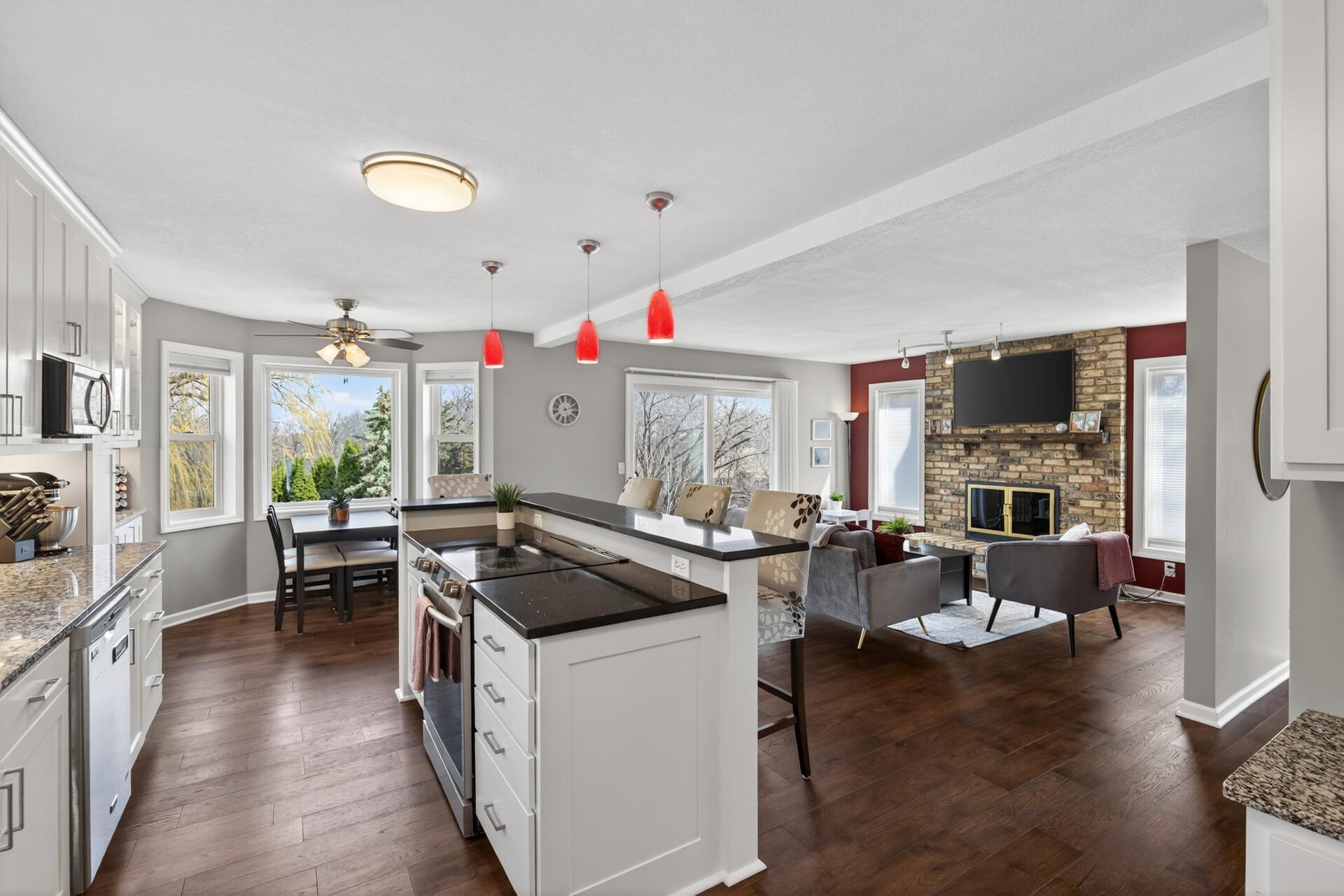 Large island and custom cabinetry