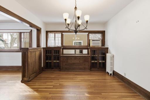 Formal dining room with stunning original built-in buffet