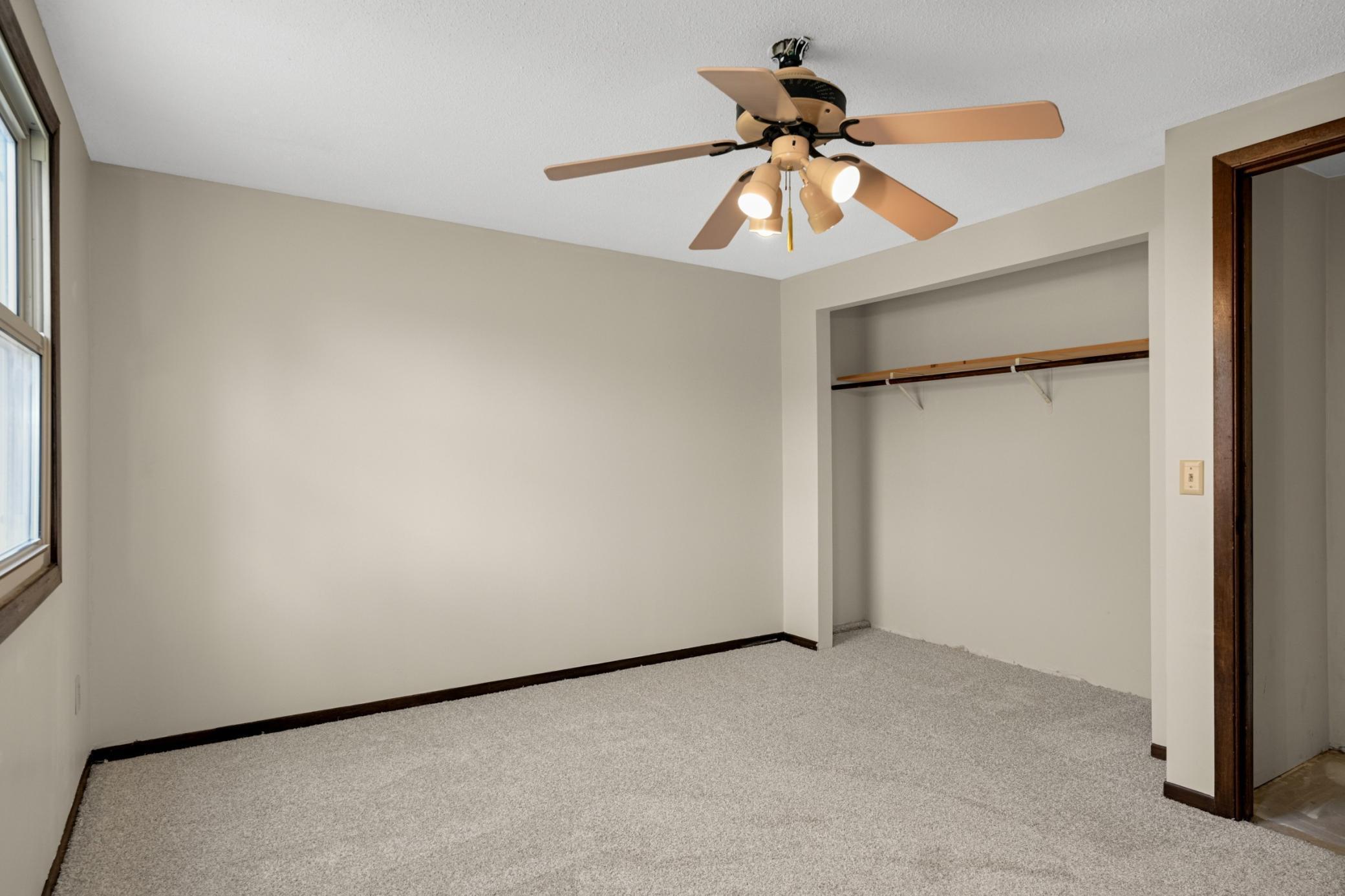 Lower level bedroom with new carpet