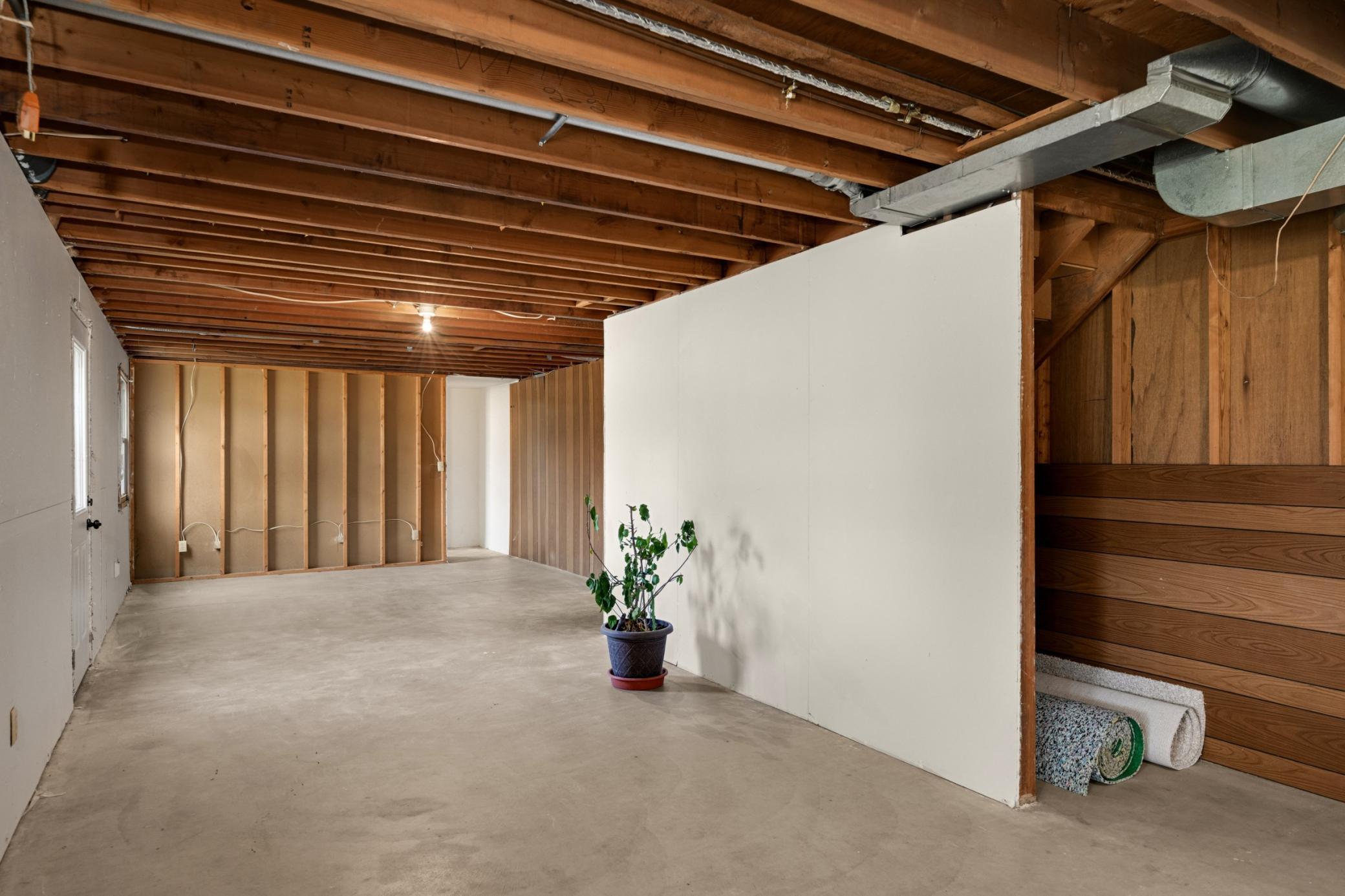 Unfinished Lower level Family Room with Walkout