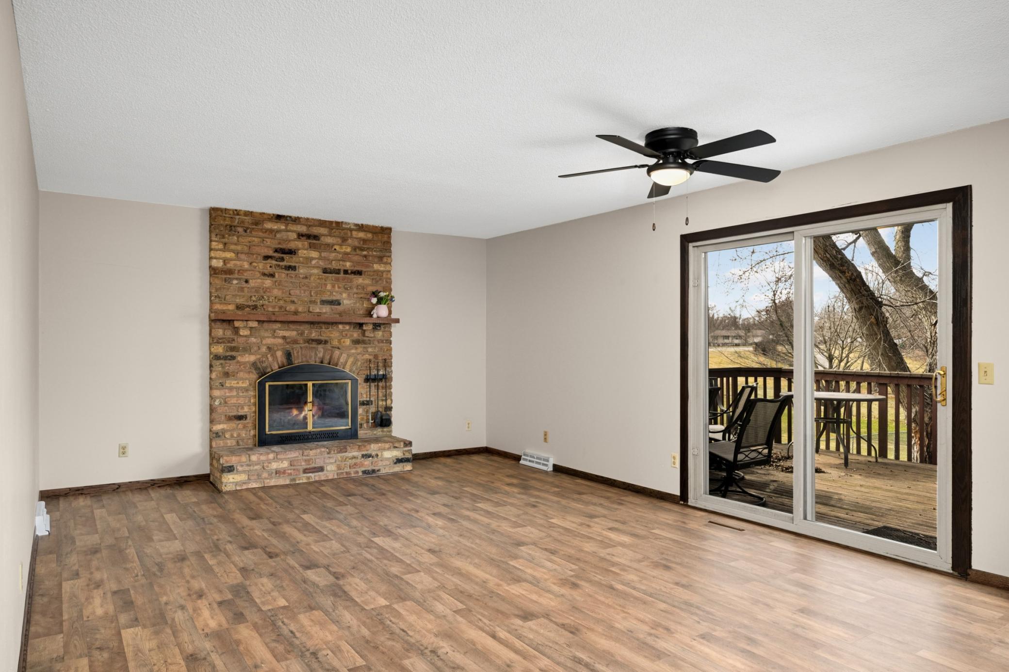 Wood Burning Fireplace with new flooring