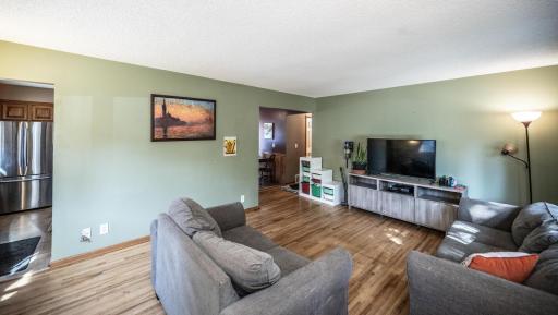 Nice sized living room with real hardwood floors