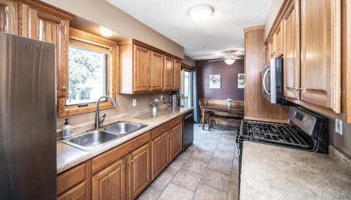 The walk-through kitchen gives it a larger feel