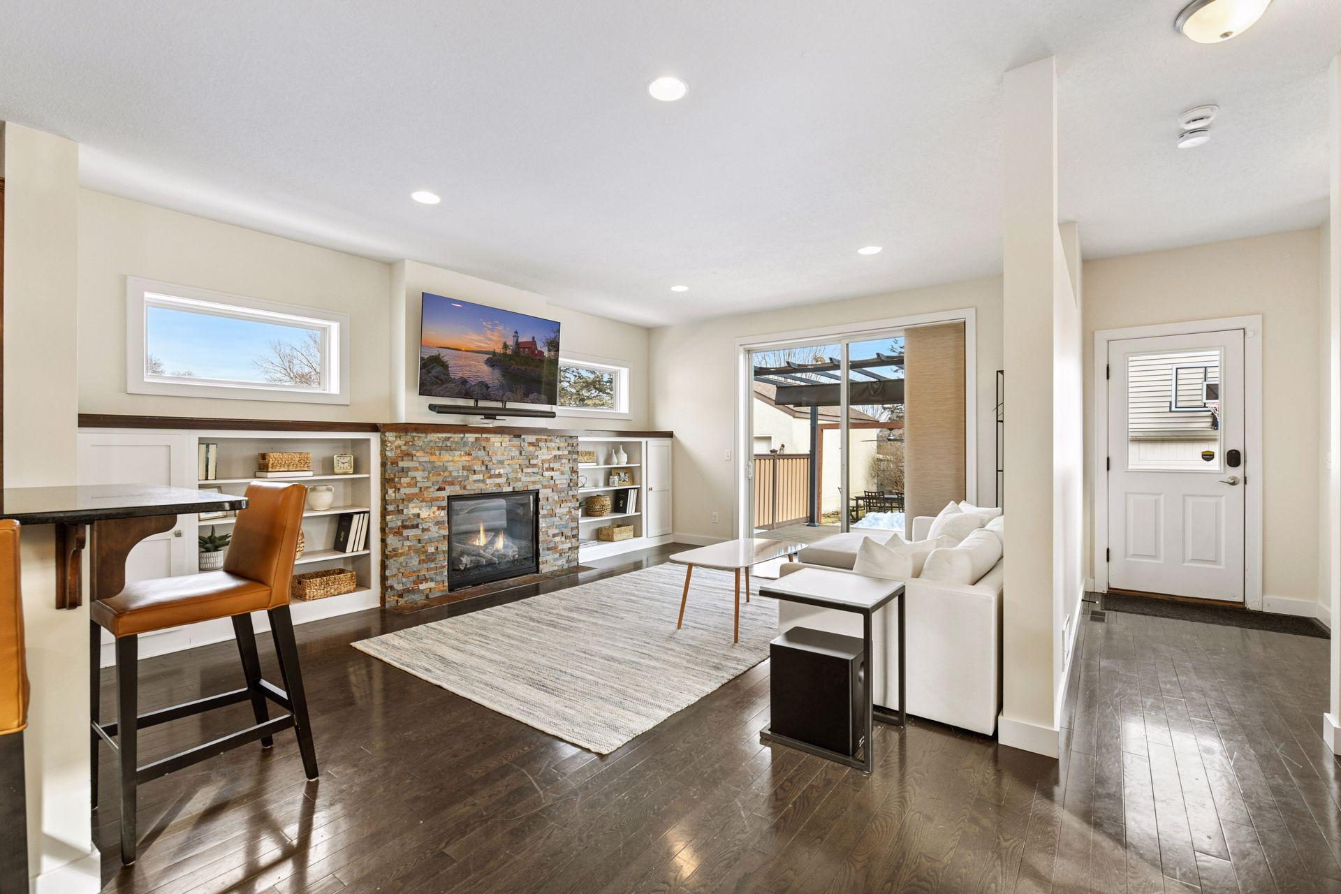 The family room is conveniently open to the kitchen