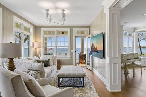 Den is has new wood paneling for a cozy atmosphere