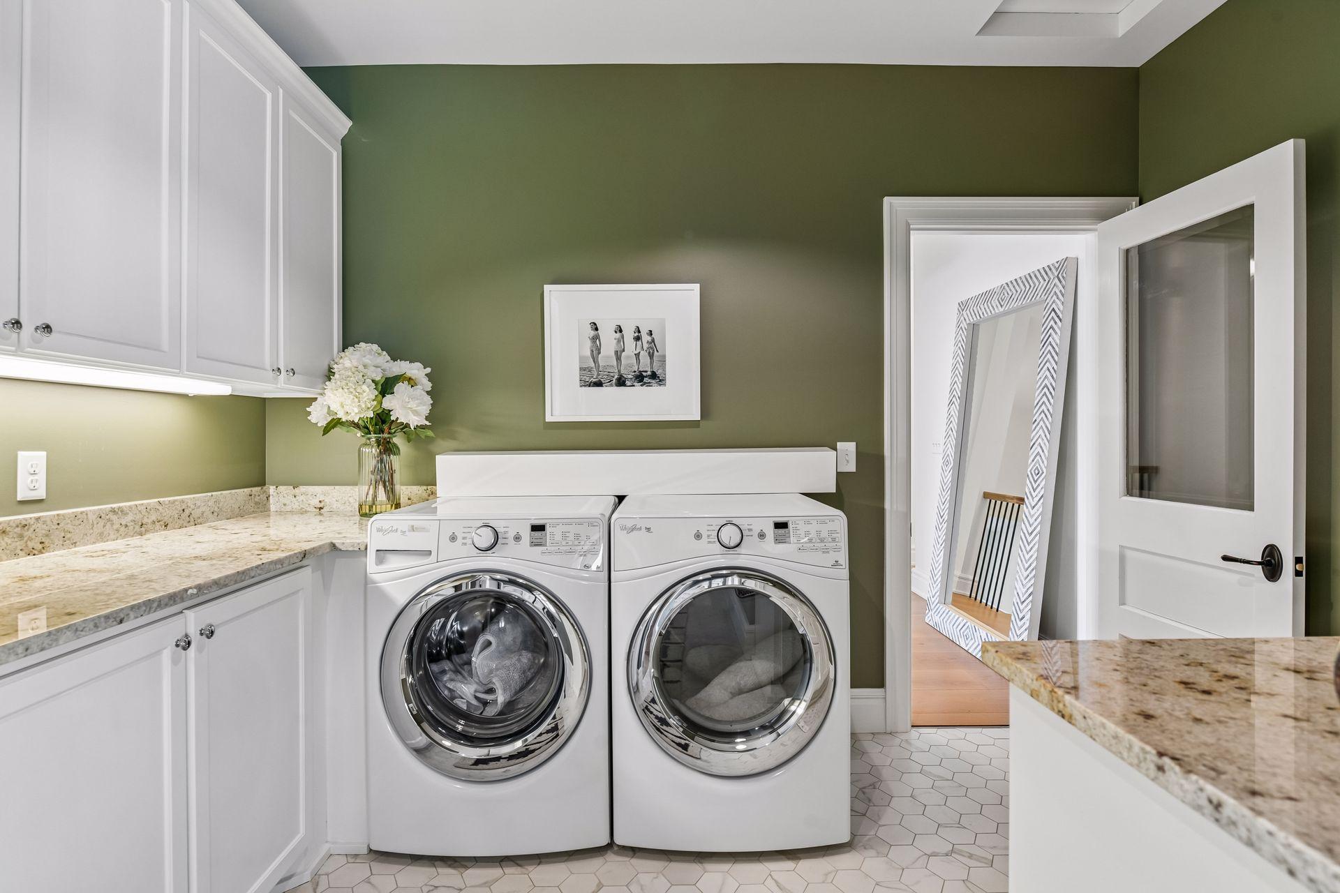 Spacious laundry room on upper level