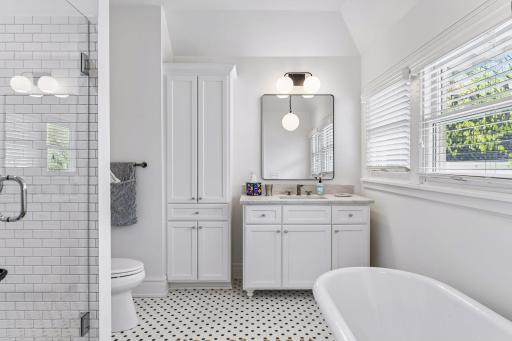Bathroom attached to bedroom 2, new new tile floor