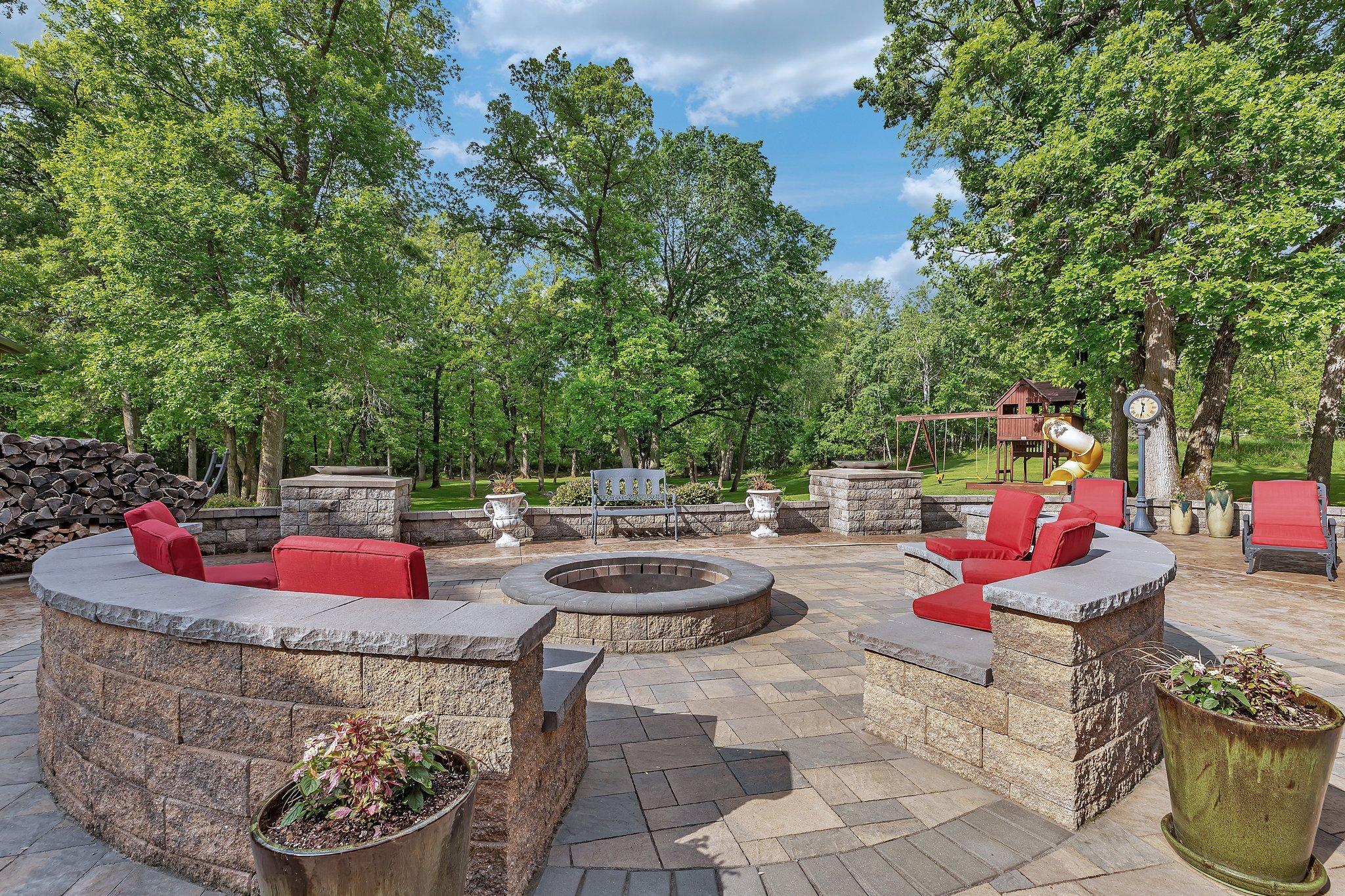 Gather round the stone firepit!