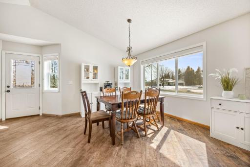 The dining room with coffee nook is convenient for your daily use. Convenient access to the large deck makes it perfect for indoor/outdoor entertaining. The deck access door was replaced in 2021.