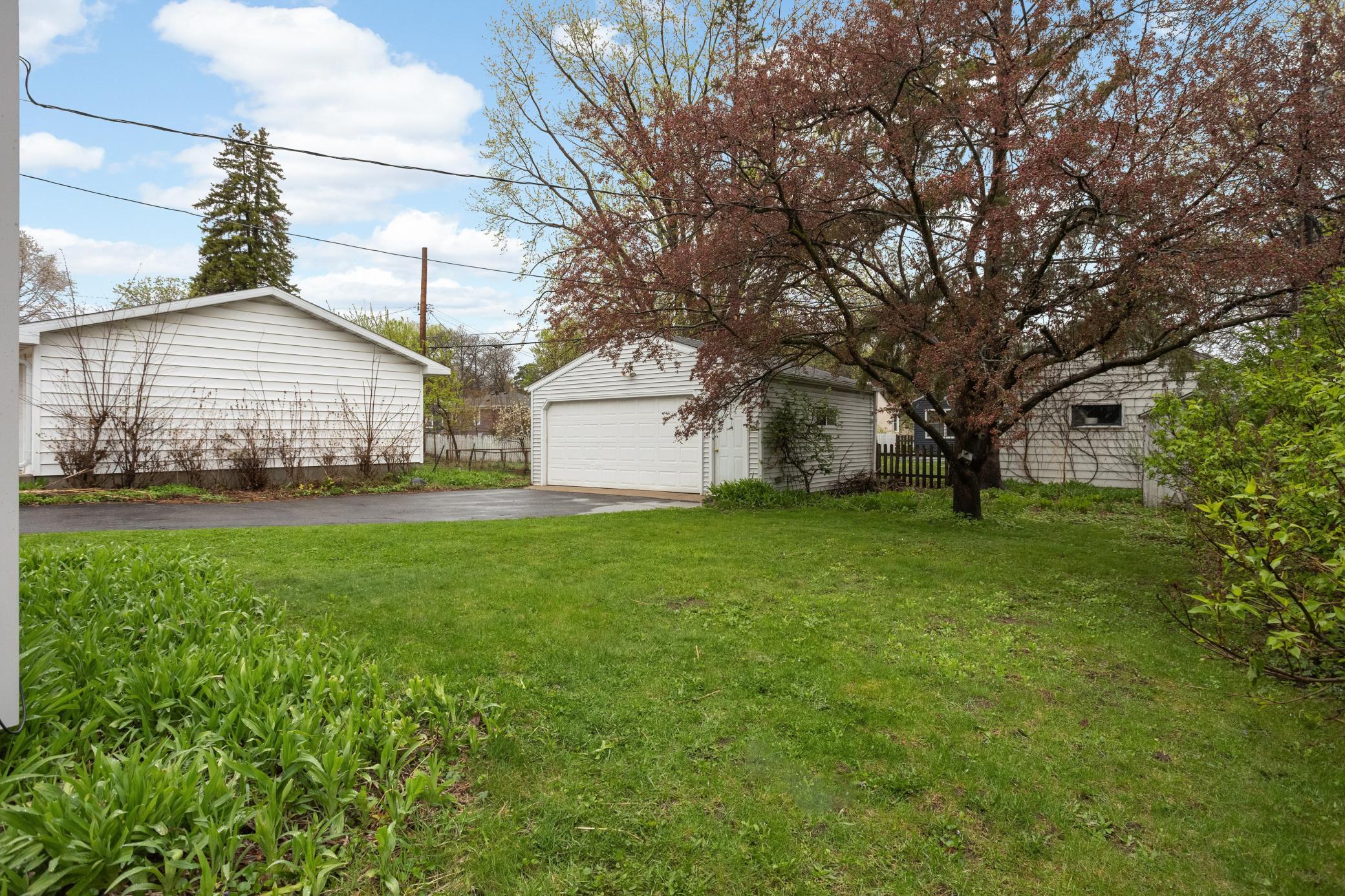 Large backyard on oversized city lot.