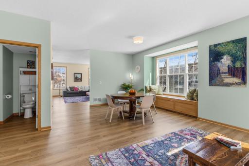 A convient half bath sits just at the top of the entryway.