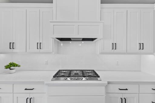 Flawless design with pristine tile backsplash, custom vented hood and gas cooktop. A gourmet chefs dream!