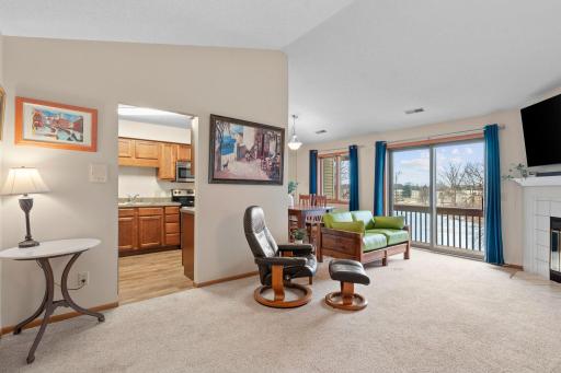 Living Room with Vaulted Ceilings and a great View