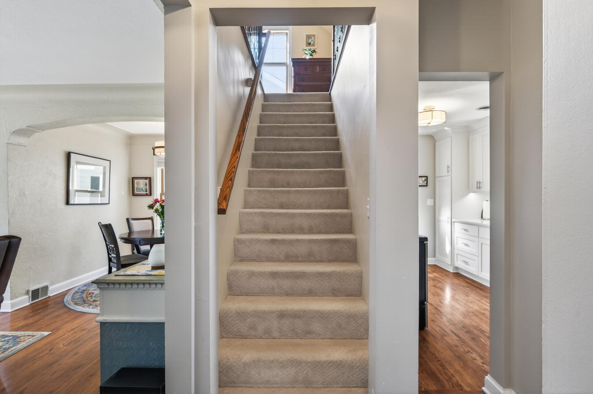 Easy access to upper level bedroom #3 with ensuite 3/4 bath