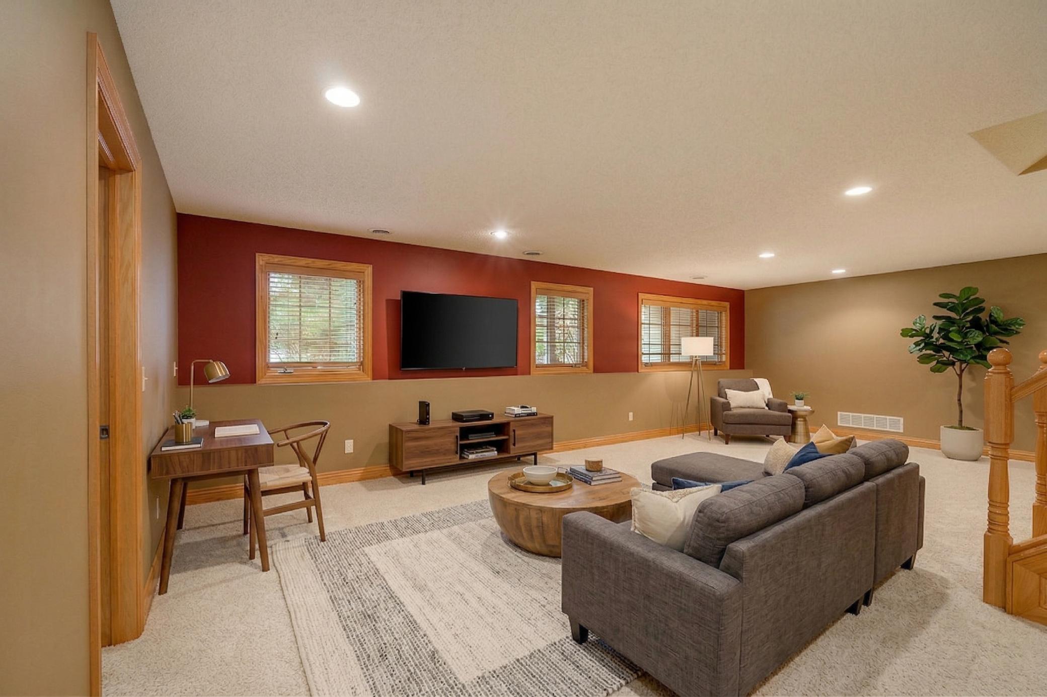 Lower Level Family Room - Virtually Rendered