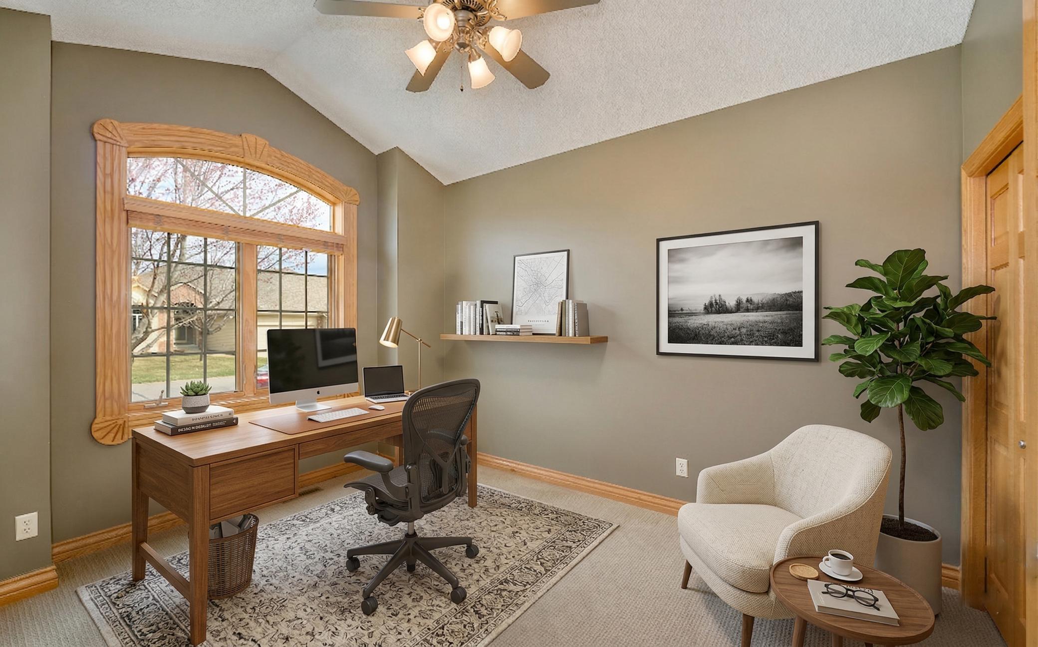 Main Floor Bedroom/Office - Virtually Rendered as Office