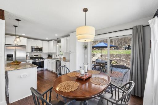 Dining area right next to the sliding glass door.
