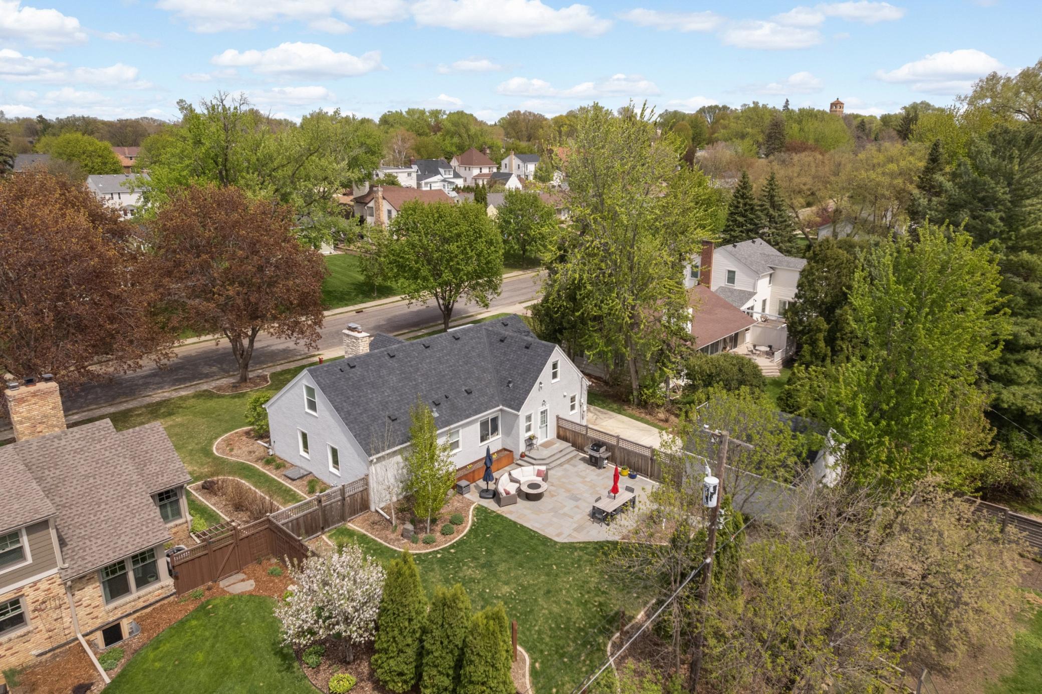 Aerial view of entire backyard.