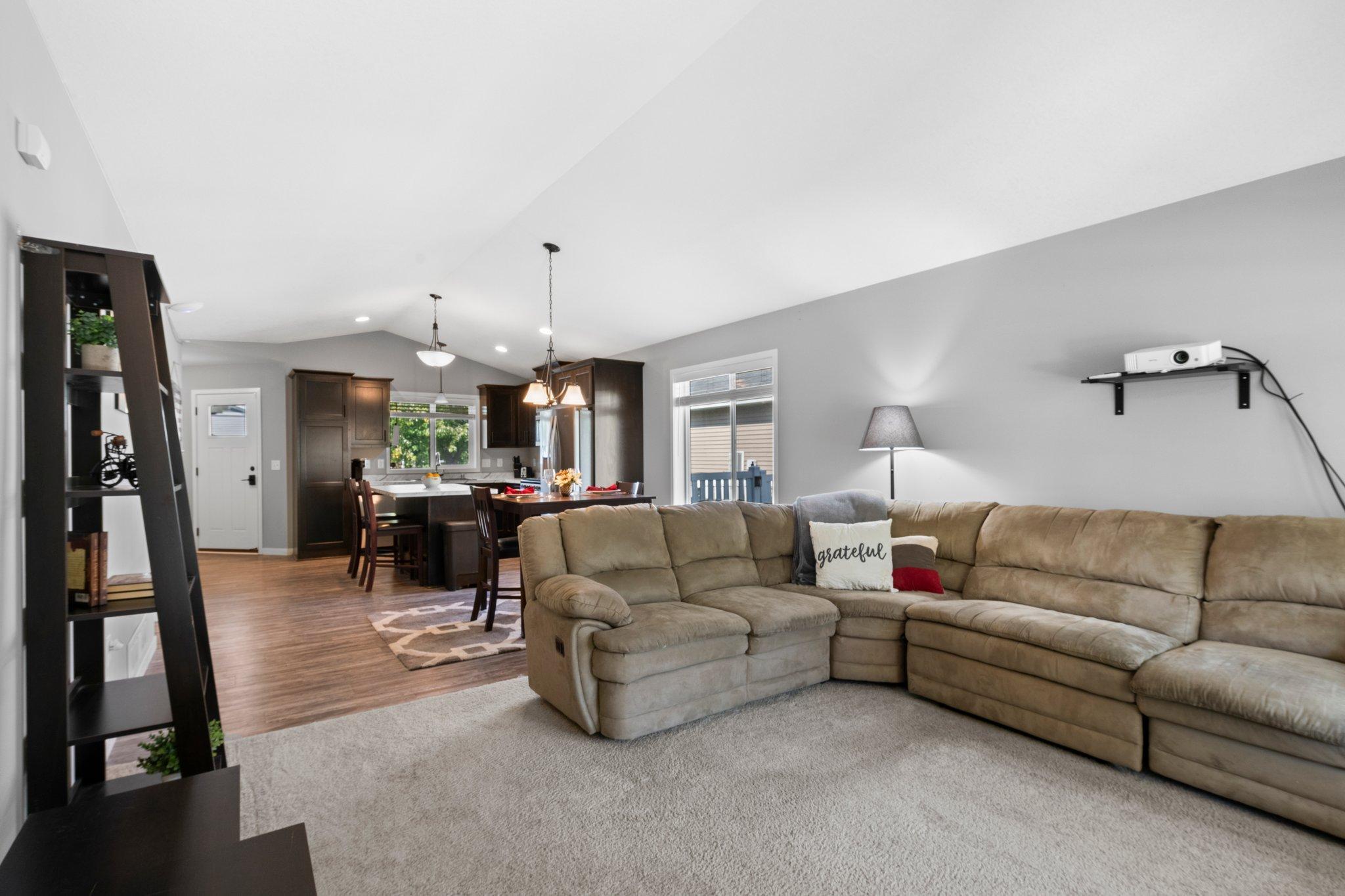 The open floor plan, vaulted ceilings and knock down ceilings are just a view of the great features in this home.