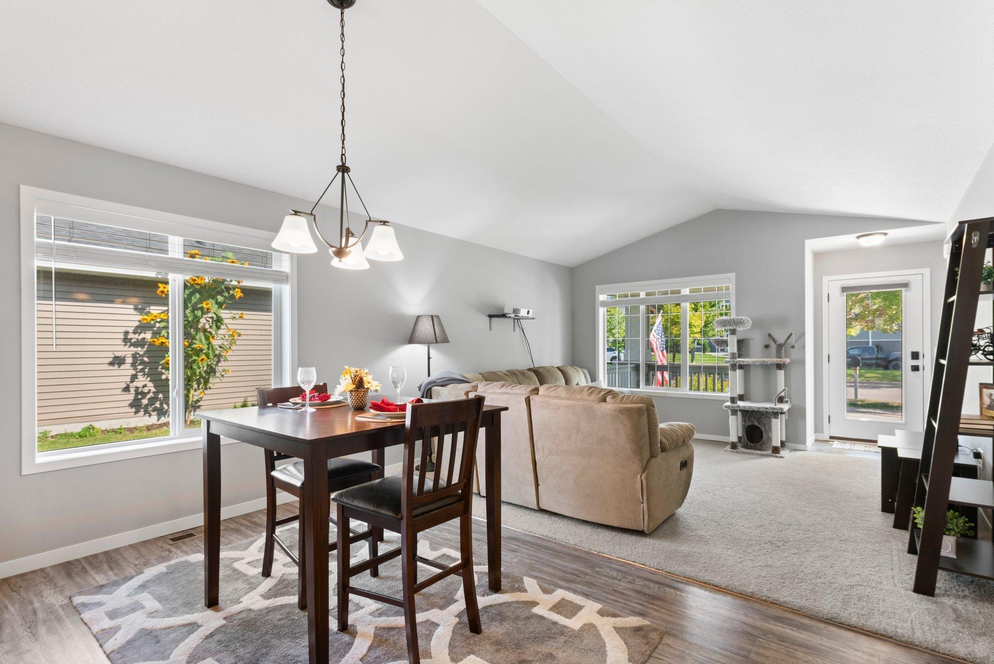 Open concept and nicely sized windows bring in great light.