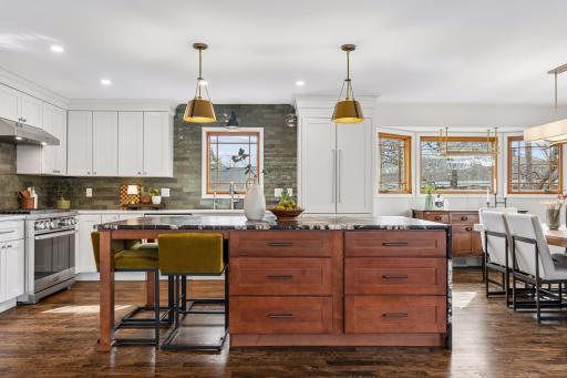 A generous center island provides plenty of room for prep, serving, or casual seating
