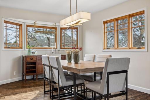 Natural light pours into the dining space, adding warmth and character to every gathering.