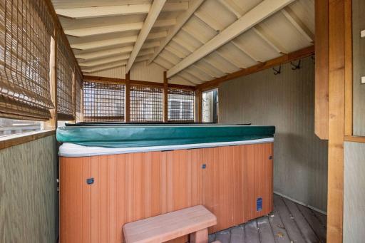 Relax and unwind in the 5 person hot tub in the privacy of your gazebo