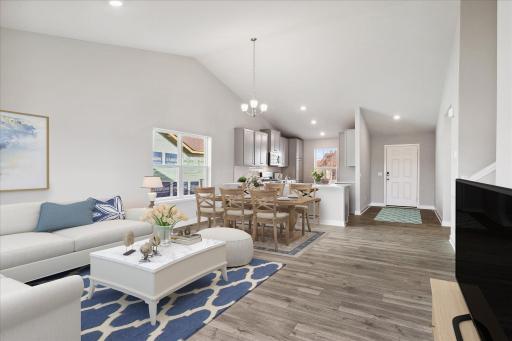 Vaulted ceilings and an open-concept design make this home stand out! Photo of Model Home. Options and colors may vary. Ask Sales Agent for details.