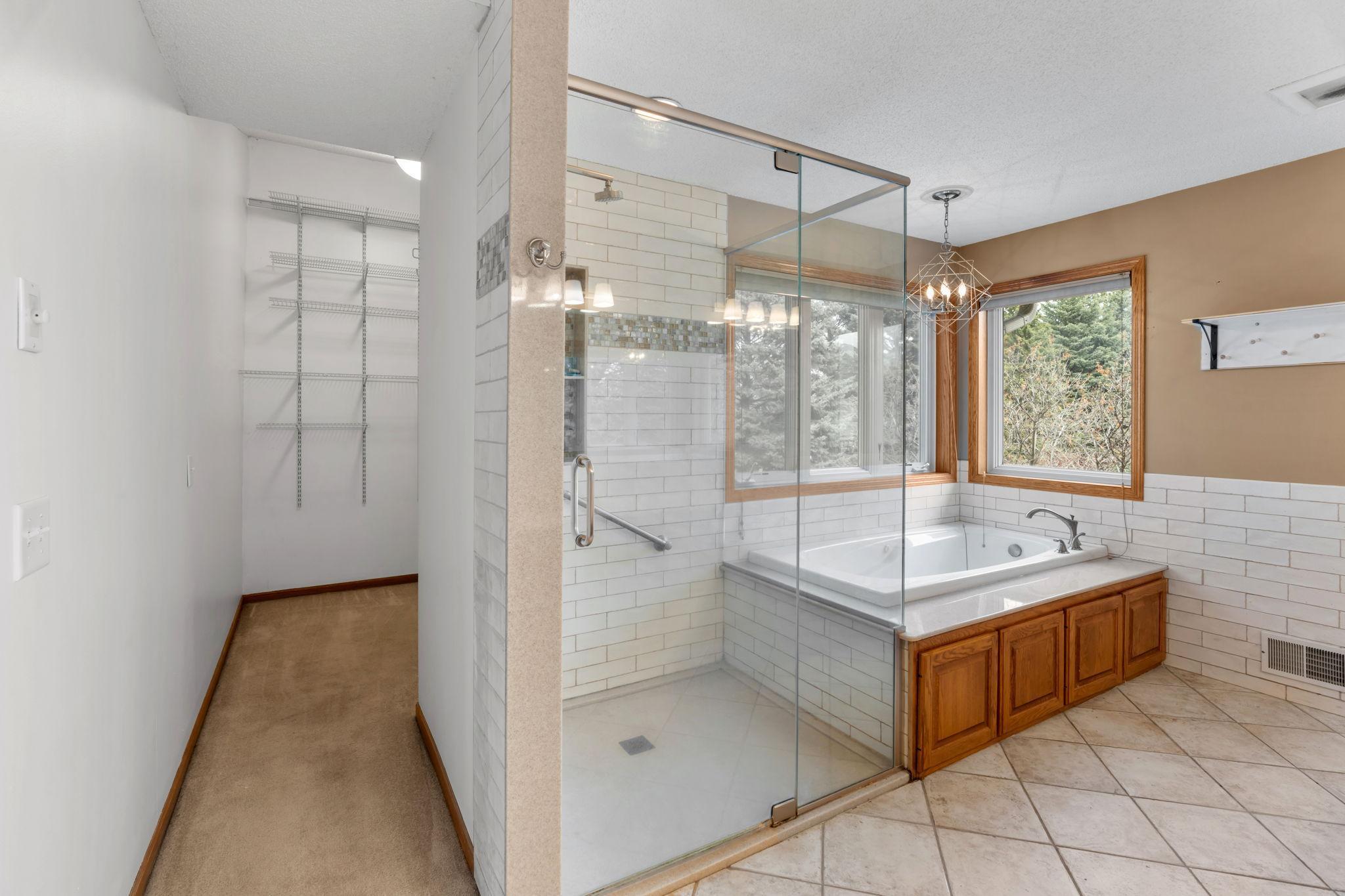 Primary bathroom with walk in closet
