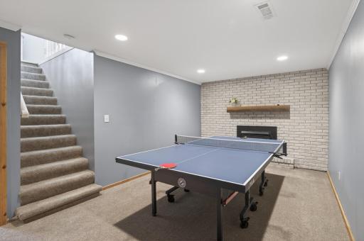 Accent wall with decor ledge.