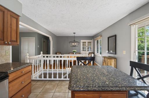 Island space with storage perfect for serving up a quick snack!