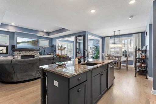 Enjoy a large center island with breakfast bar seating.