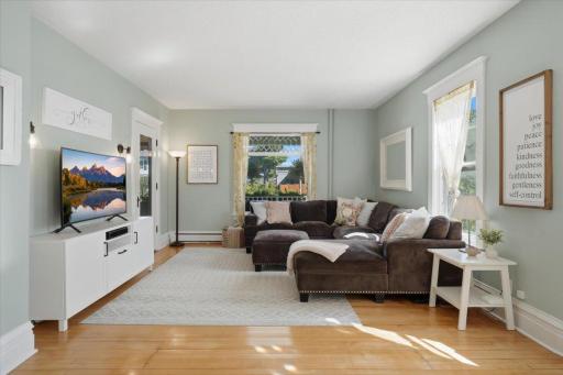 Another view of the living room. Check out those hardwood floors.