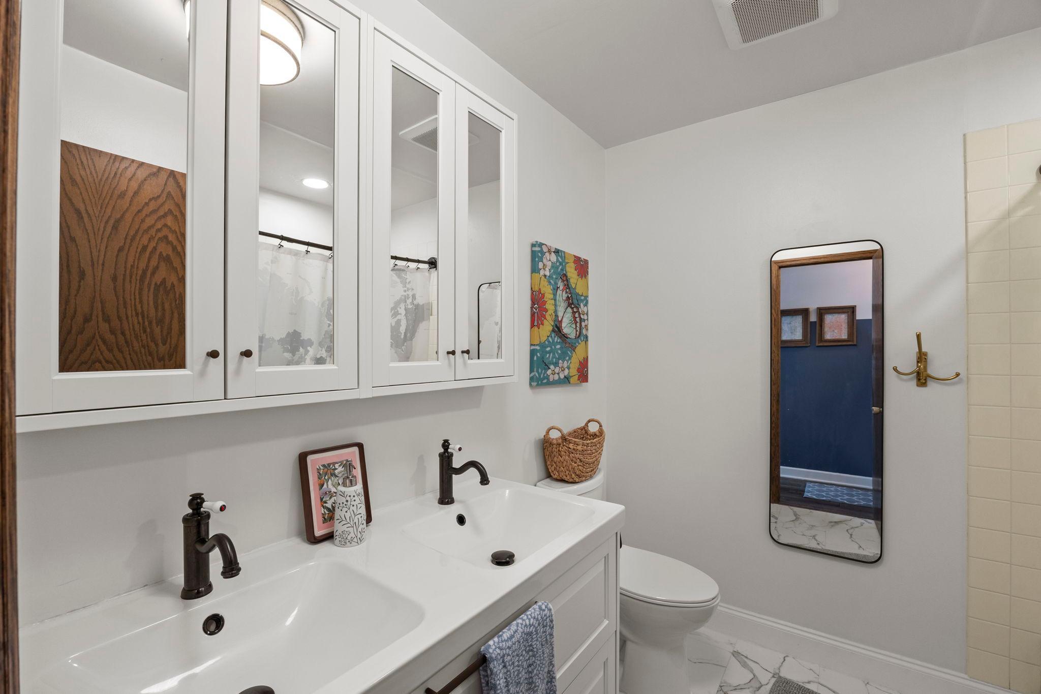 Updated double vanity on the main level