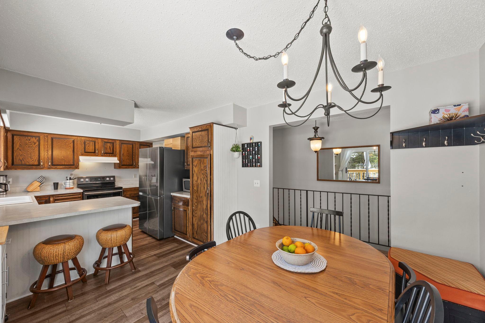 View of the kitchen and dining area