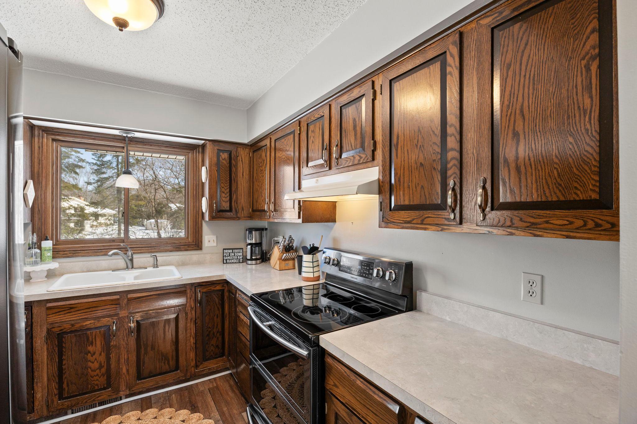 Newer stainless steel appliances in the kitchen