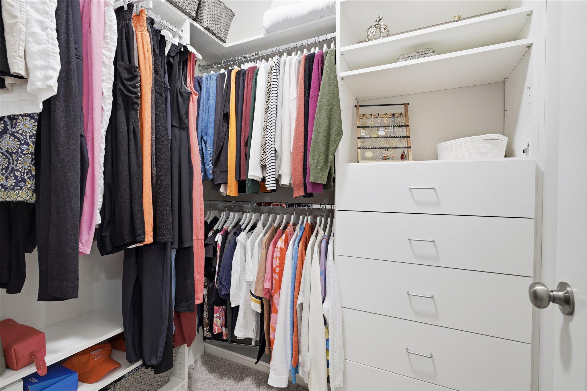 Walk-in closet with built-ins is part of the primary ensuite.