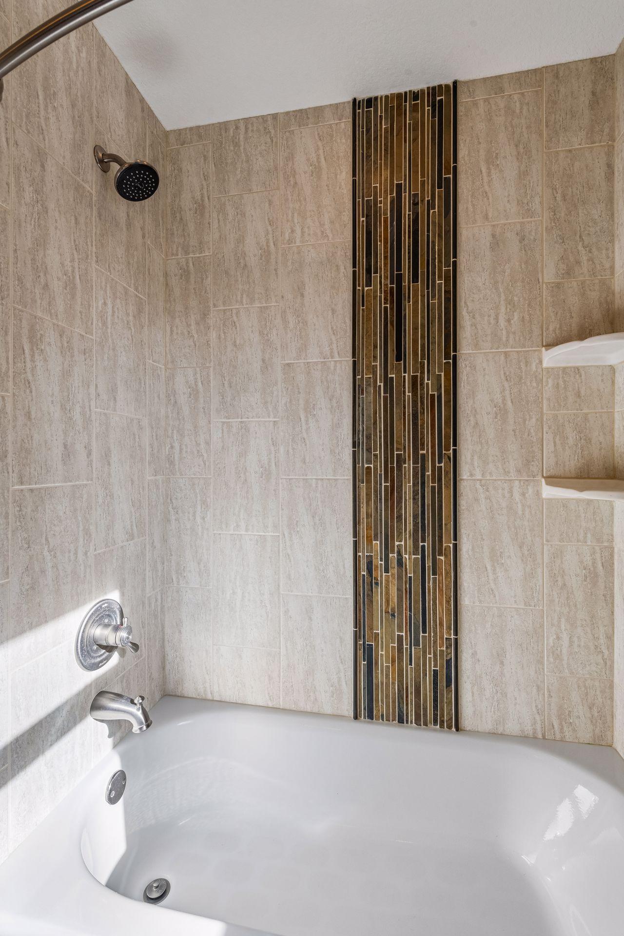 Ceramic tile in main level, full bathroom shower