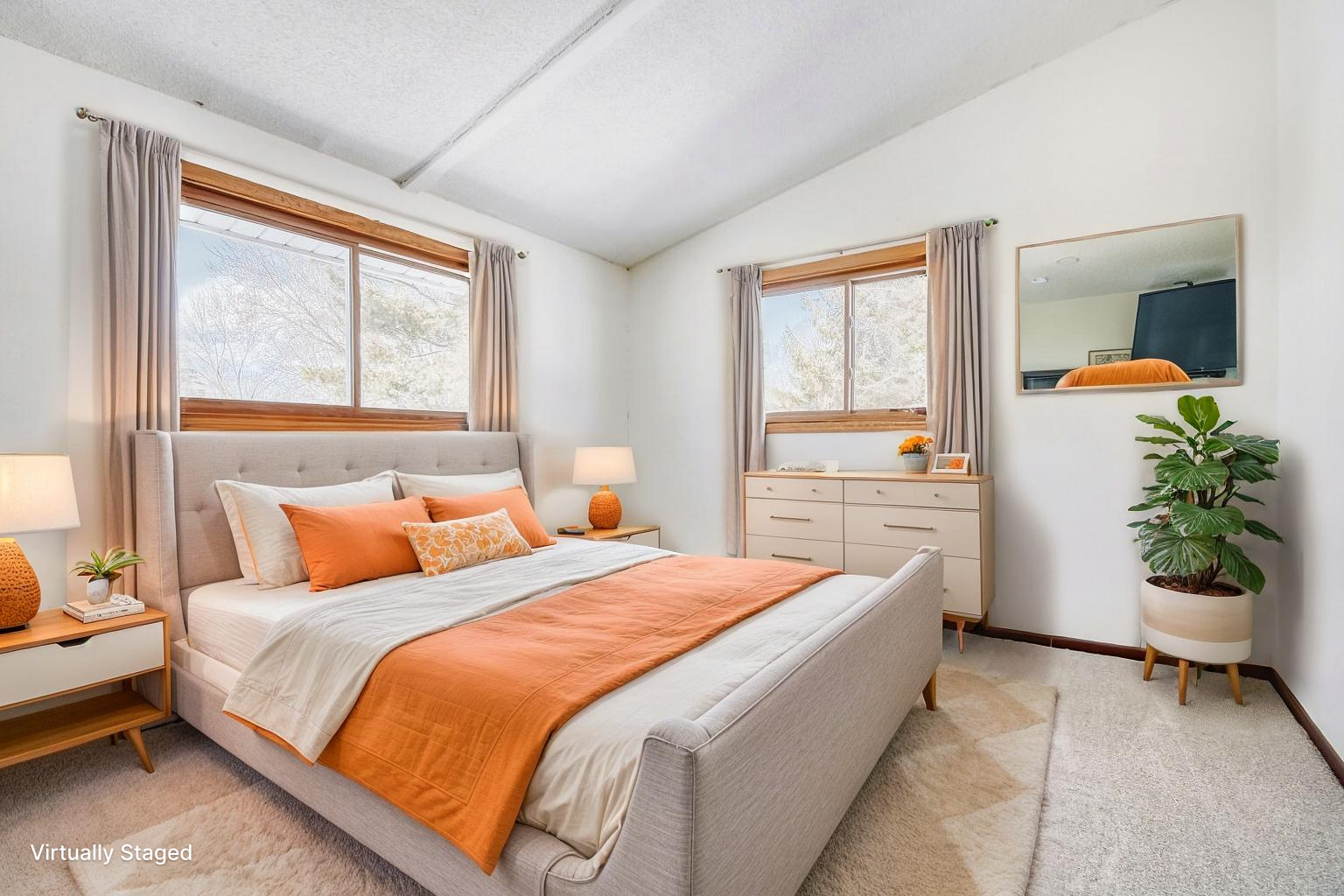 Primary bedroom virtually staged