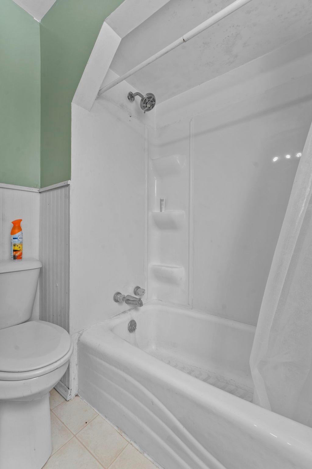 Bathroom with newly added shower surround