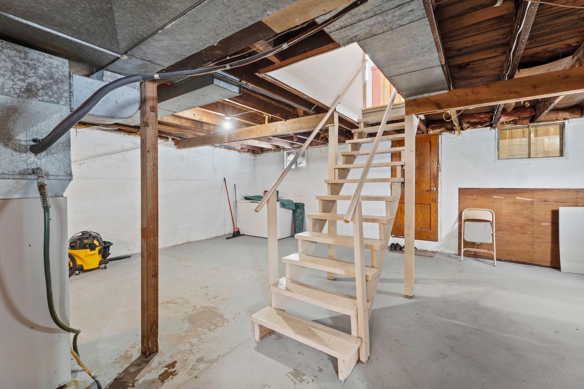 Lower level with door to the garage