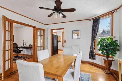 Dining room adjacent to main floor bedroom