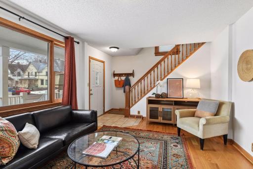 Another view of living room looking upstairs