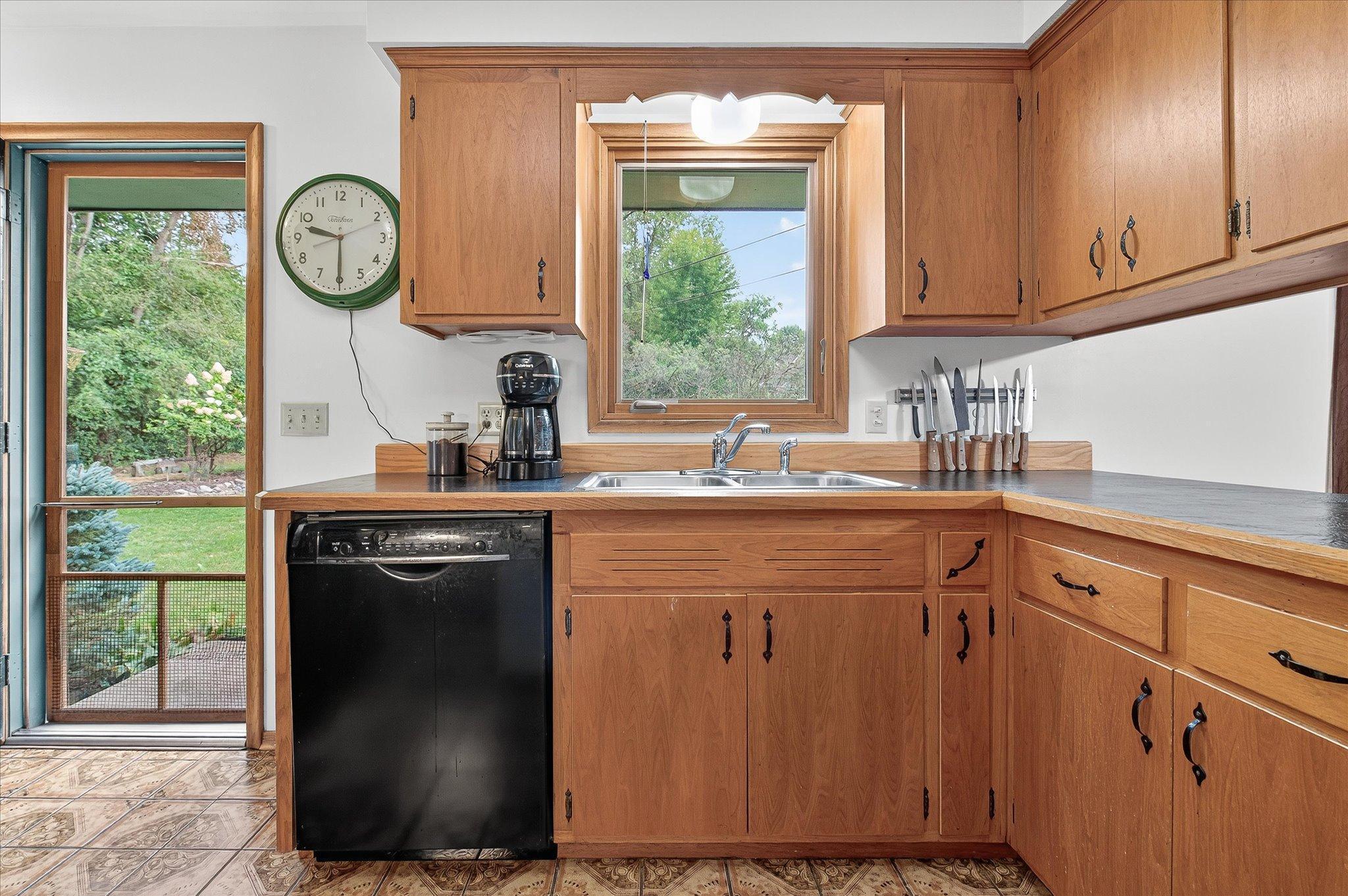 Kitchen Overlooks the Spacious Back Yard