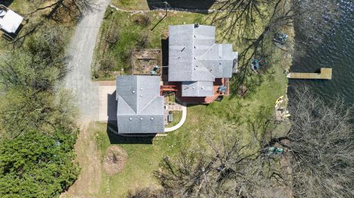 Sandy lake aerial shot from above