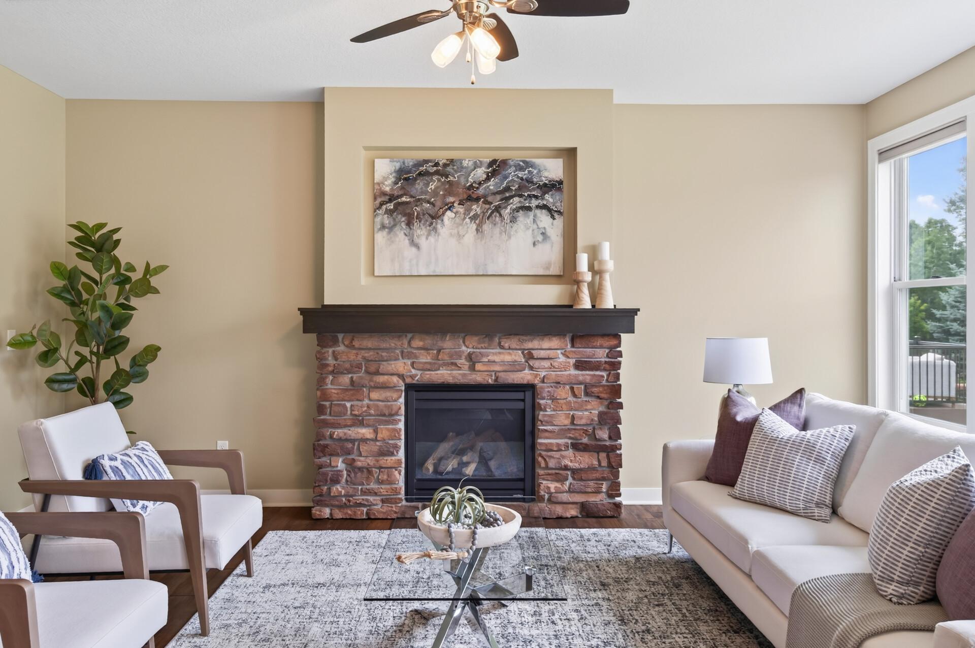 Gather around the cozy fireplace on cool Minnesota evenings.