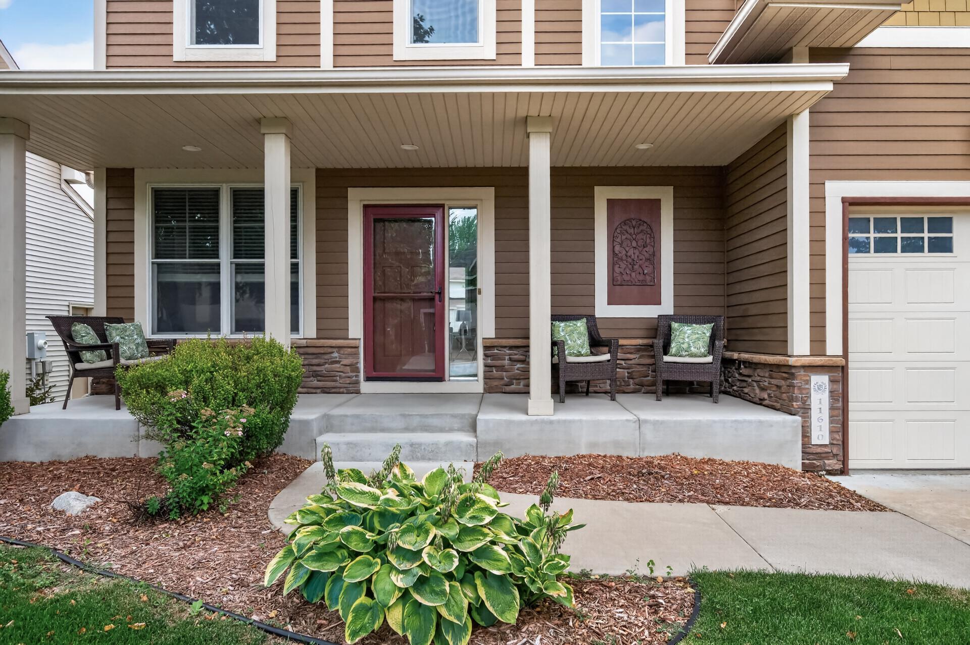 The covered front porch is the perfect place to enjoy your morning coffee or evening sunset.
