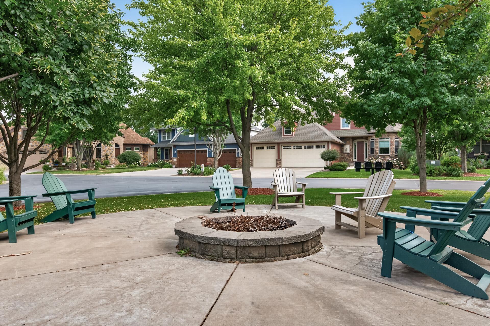 Gather with neighbors around the community fire pit and shared outdoor spaces.