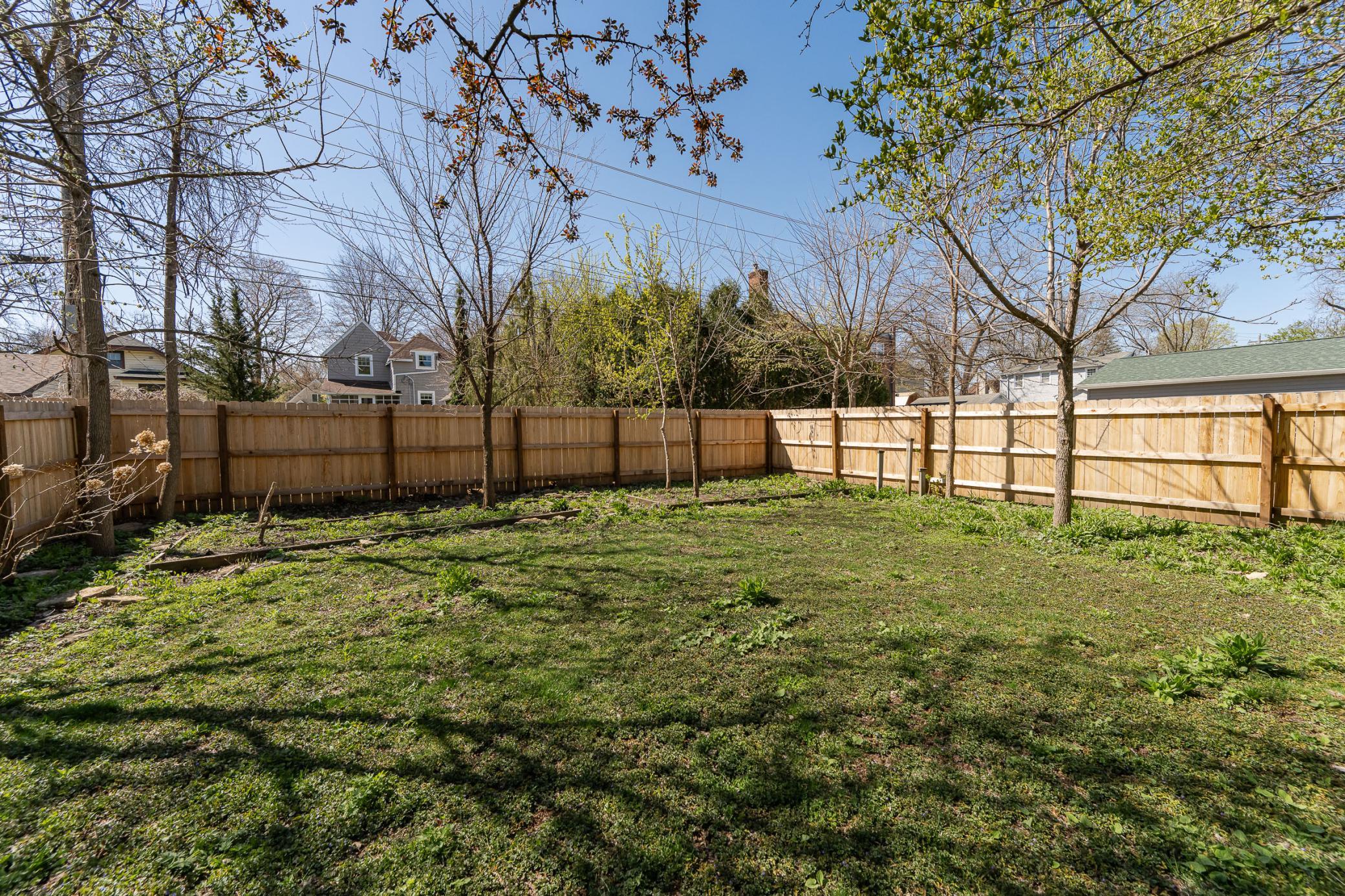 Large, fenced in, private backyard